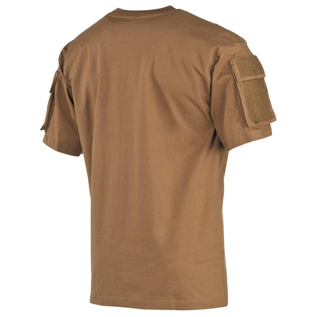 Tricou coyote MFH US cu buzunare cu banda velcro pe maneci, 170g / m2