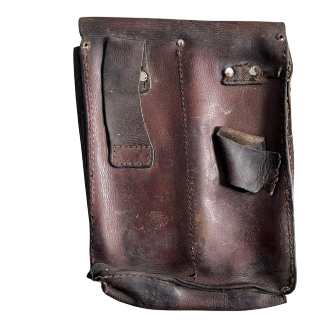 Geanta din piele pentru 4 incarcatoare AK-47 - Surplus Armata Romana - Uzata