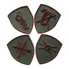 EMBLEMA SEMN DE ARMA MANECA SCUT - CBRN - BRODATA PE SUPORT KAKI CU FIR MARO
