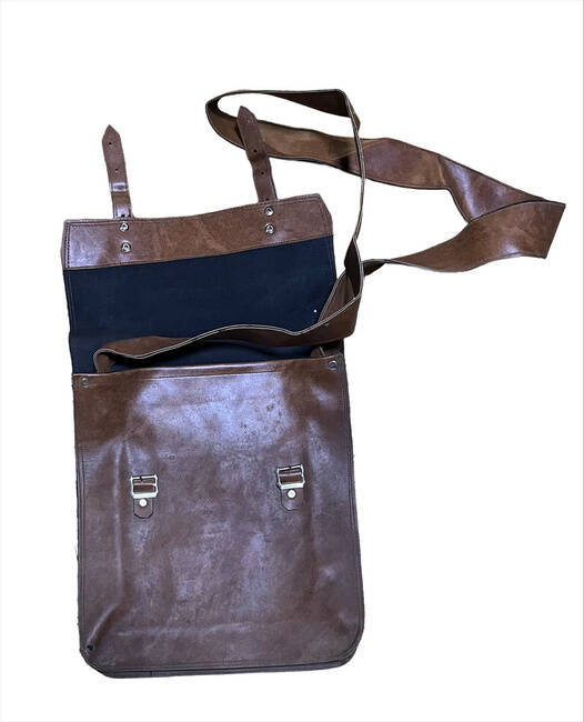 Leather shoulder bag, Romanian Army Surplus, used