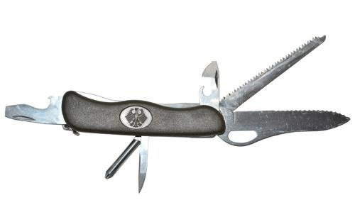 GERMAN ARMY O.D. ONE-HAND OPENER POCKET KNIFE USED
