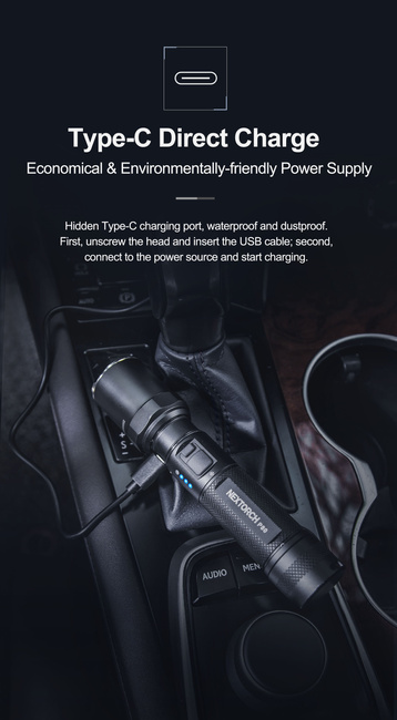 Nextorch P80 Powerful Tactical Flashlight - Black