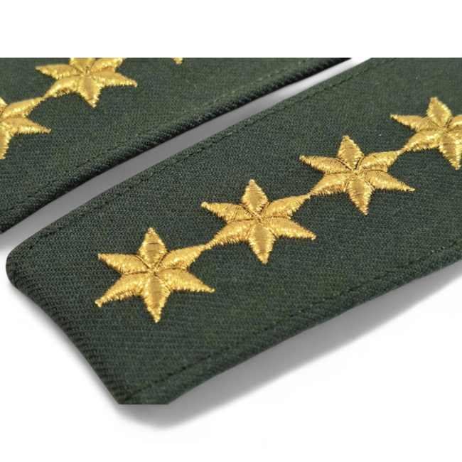 PAIR OF POLICE EPAULETTES – 4 STARS – OD GREEN/GOLDEN – WEST GERMAN FEDERAL POLICE – LIKE NEW