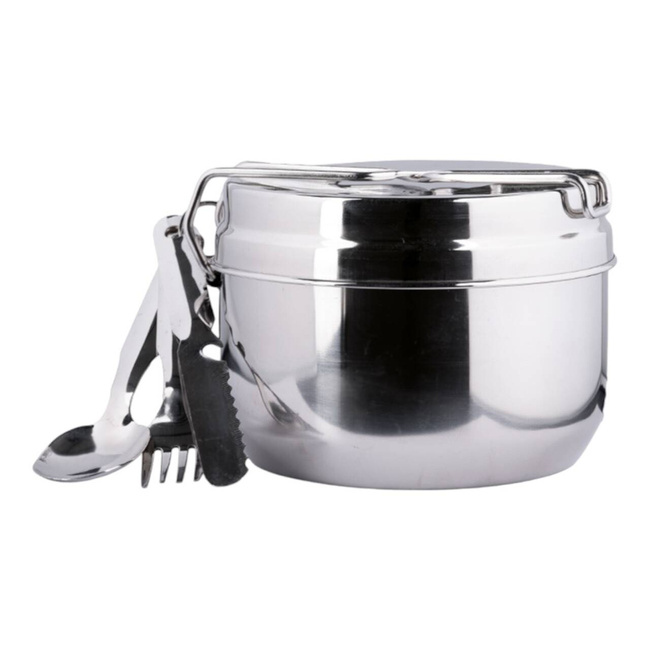 SET 3 PIESE DIN OTEL INOXIDABIL CU USTENSILE - SURPLUS MILITAR DE LA ARMATA CEHA - CA NOU