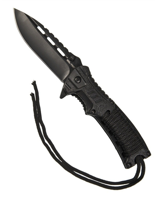 Black one-hand knife paracord w.fire starter