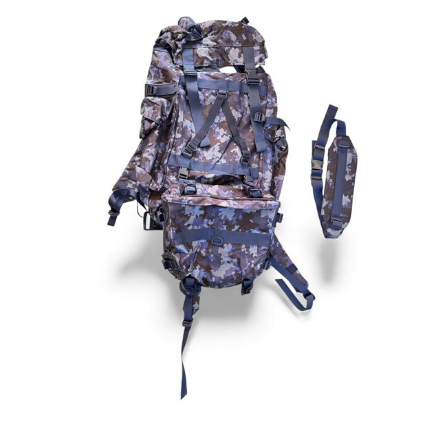 RUCSAC COMBAT MILITAR MARE CU BUZUNAR, PUIUT EXTERIOR DETASABIL - 90L - SURPLUS MILITAR ARMATA ROMANA - CAMUFLAJ COMBAT FA - NOU