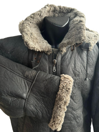 LEATHER FUR JACKET - ROMANIAN ARMY MILITARY SURPLUS - USED