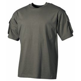 Tricou MFH US cu buzunare cu banda velcro pe maneci, 170g / m2 - Verde OD