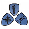 EMBLEMA SEMN DE ARMA MANECA SCUT - RACHETE/ANTIAERIANA - BRODATA PE SUPORT COMBAT ALBASTRU FORTE AERIENE CU FIR NEGRU