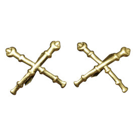 PAIR OF RANK INSIGNIA - ARTILERY - ROMANIAN ARMY MILITARY SURPLUS - GOLDEN - IN GOOD CONDITION