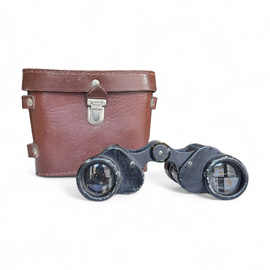 Binoclu militar vintage cu toc original - I.O.R. 8x30 - B.C.N. 4 - Surplus Armata Romana - Razboiul Rece - Uzat