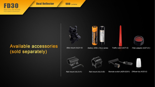 Flashlight Fenix FD30, water resistant