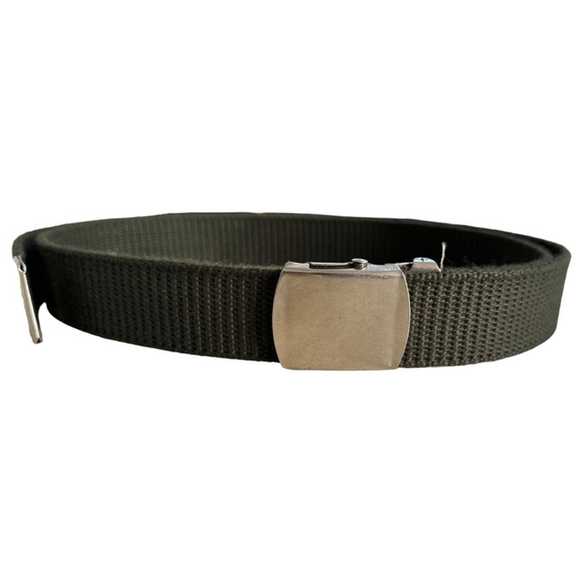 TEXTILE BELT WITH METAL BUCKLE - ROMANIAN ARMY MILITARY SURPLUS - OD GREEN - LIKE NEW