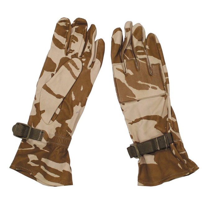 BRITISH LEATHER GLOVES - WARM WEATHER - DESERT CAMO - USED