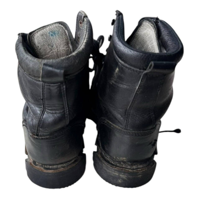 LEATHER MILITARY BOOTS - MOUNTAIN HUNTERS - MILITARY SURPLUS ROMANIAN ARMY - BLACK - USED