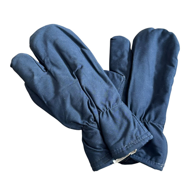 Manusi de protectie imblanite din material de foaie de cort, cu 3 degete - Surplus militar Armata Romana - Albastru inchis - In stare buna